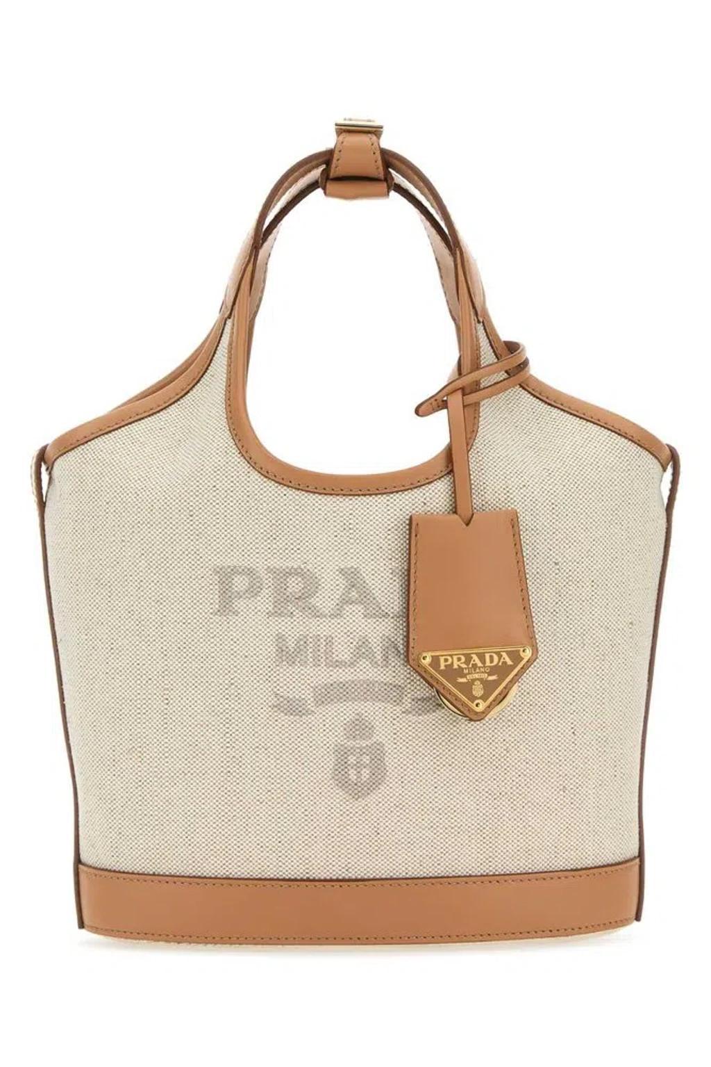 Logo-print Bucket Bag In Beige Product Image