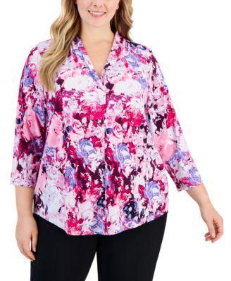 Plus Size Floral-Print Top, Created for Macy's Product Image