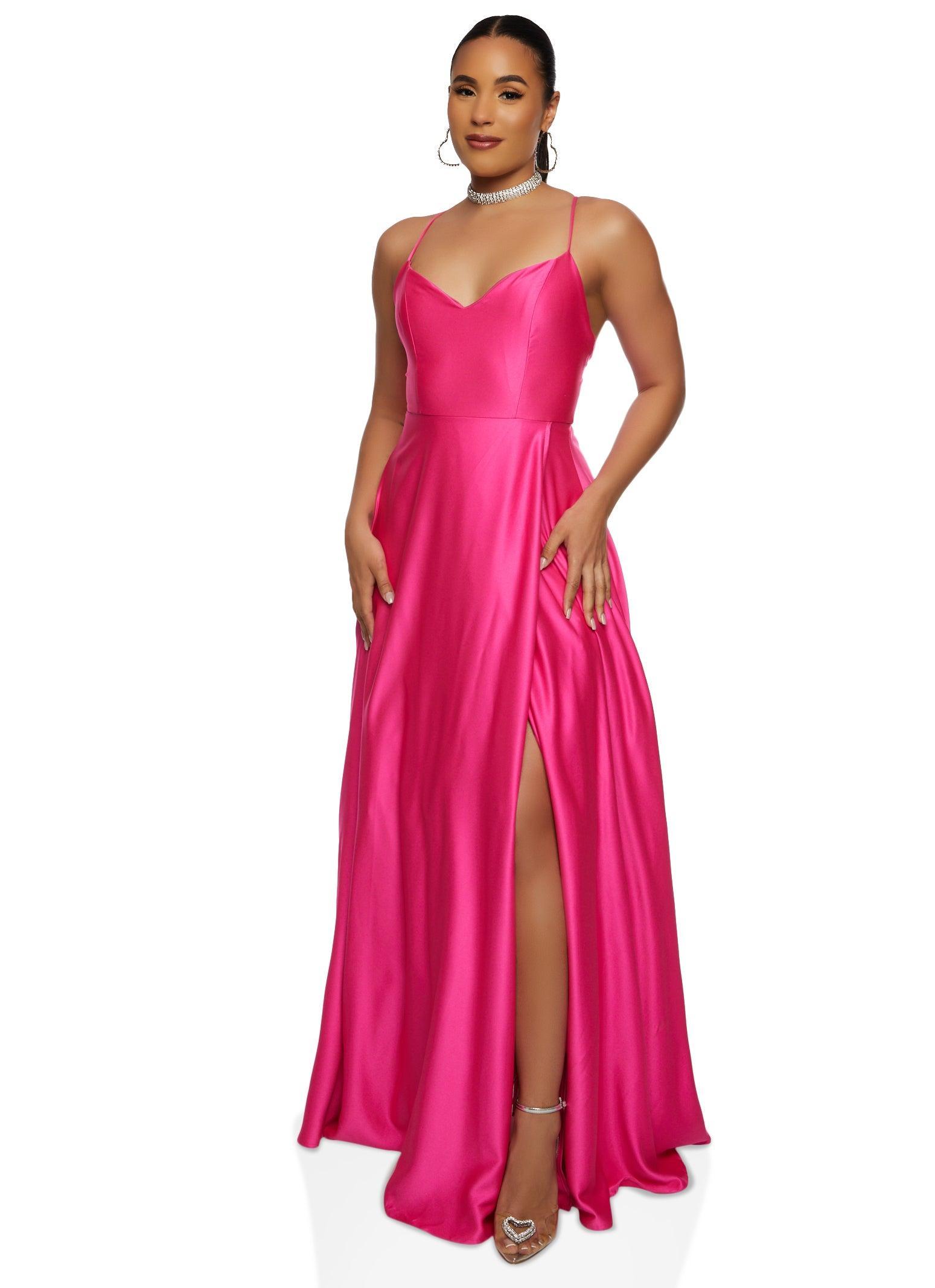 Womens Satin Criss Cross Back Maxi Dress Product Image