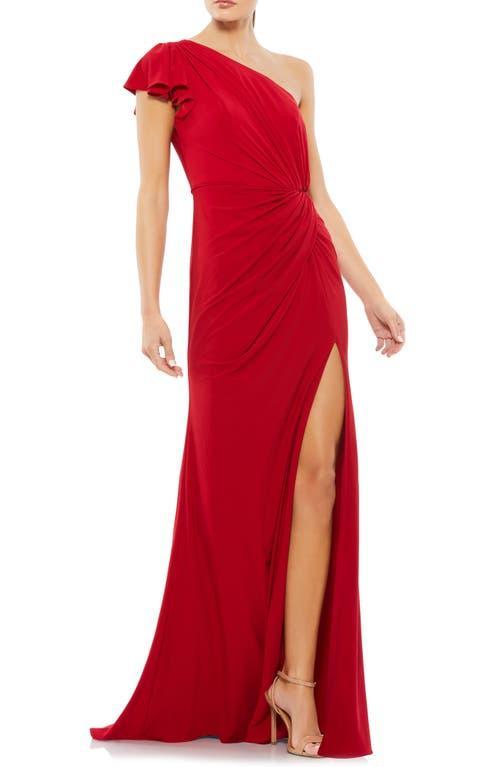 Mac Duggal Draped One-Shoulder Jersey Gown Product Image