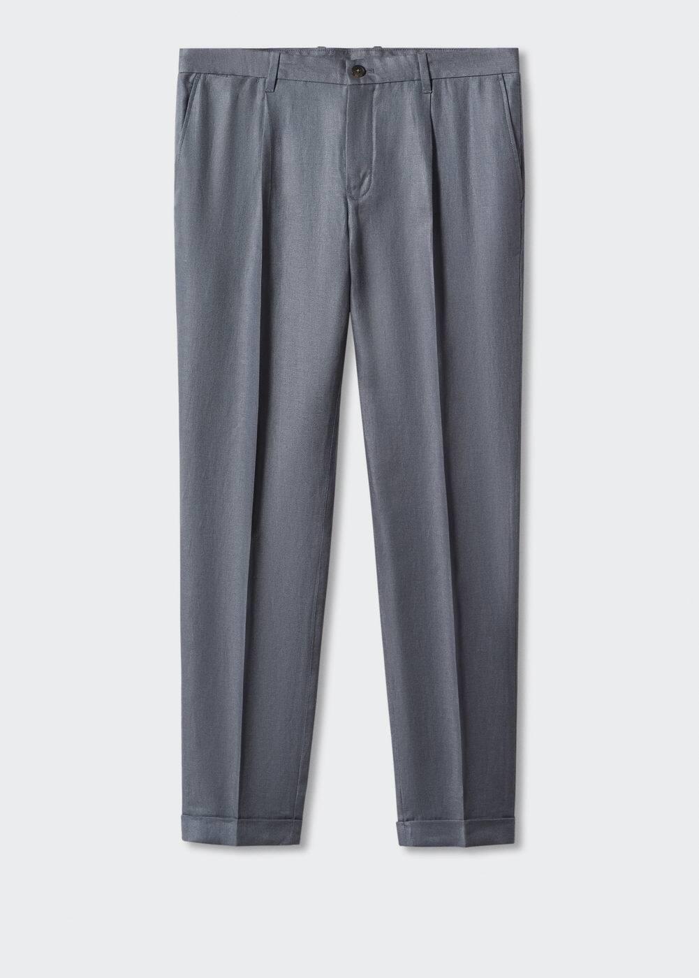 MANGO MAN - 100% linen regular fit pants medium grey - 36 - Men Product Image