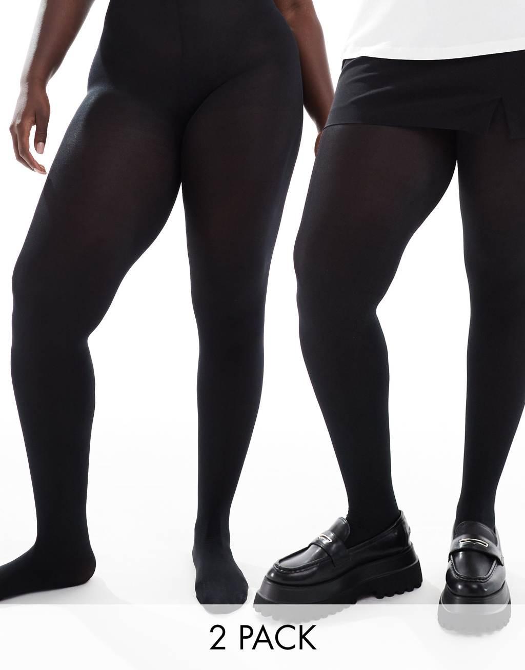 Yours 2 pack 70 denier tights in black product image