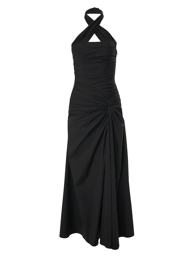 Womens Knotted Cotton-Blend Halter Gown Product Image