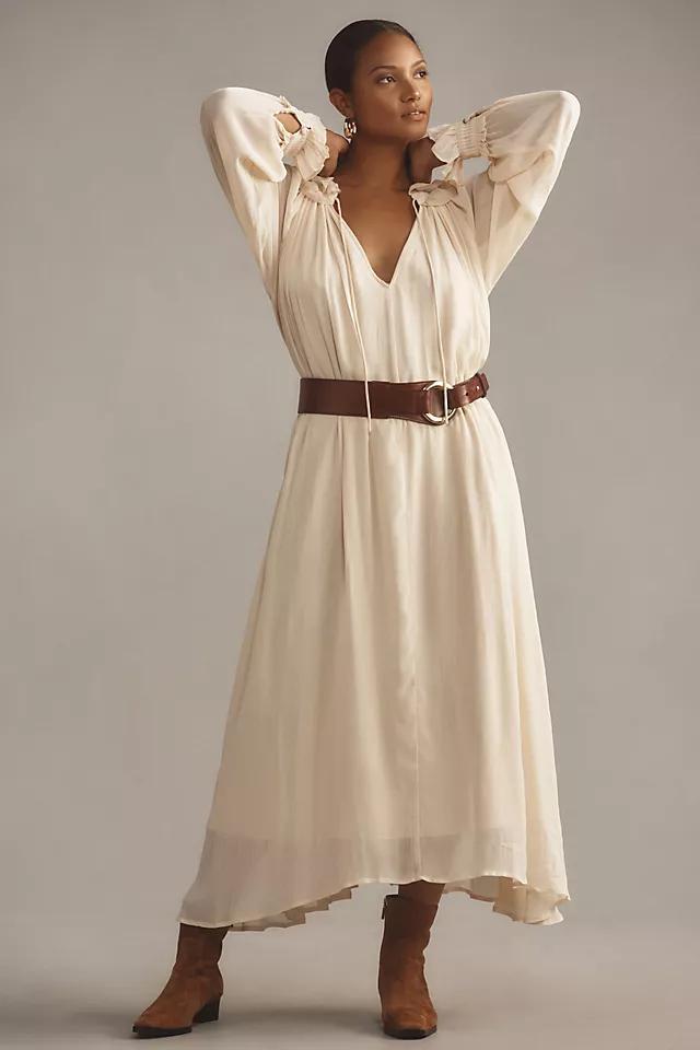 By Anthropologie Long-Sleeve Sheer Pleated Midi Dress Product Image