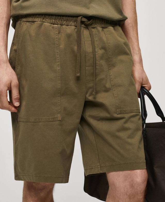 MANGO MAN - 100% cotton drawstring Bermuda shorts khakiMen Product Image