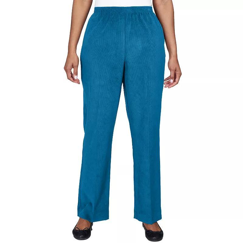 Petite Alfred Dunner Classics Straight-Leg Corduroy Pull-On Pants, Womens Turquoise/Blue Product Image