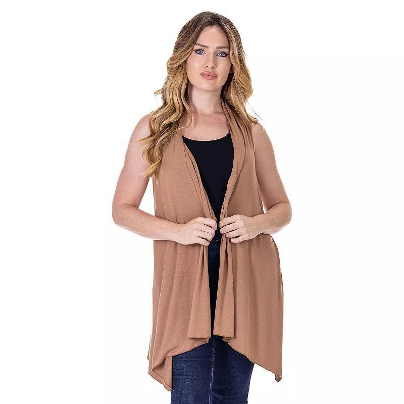 Womens 24Seven Comfort Apparel Draped Open Front Sleeveless Cardigan Vest Product Image