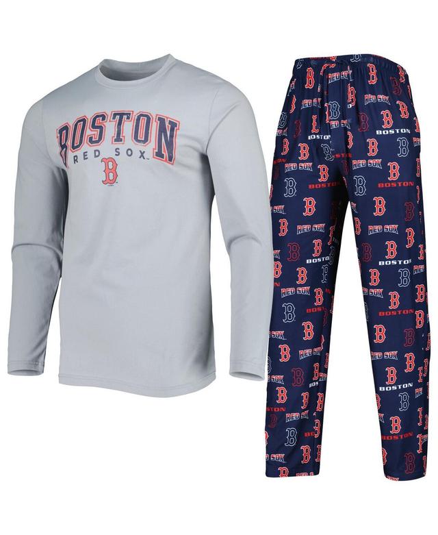 Mens Concepts Sport /Gray Boston Red Sox Breakthrough Long Sleeve Top & Pants Set Blue Product Image