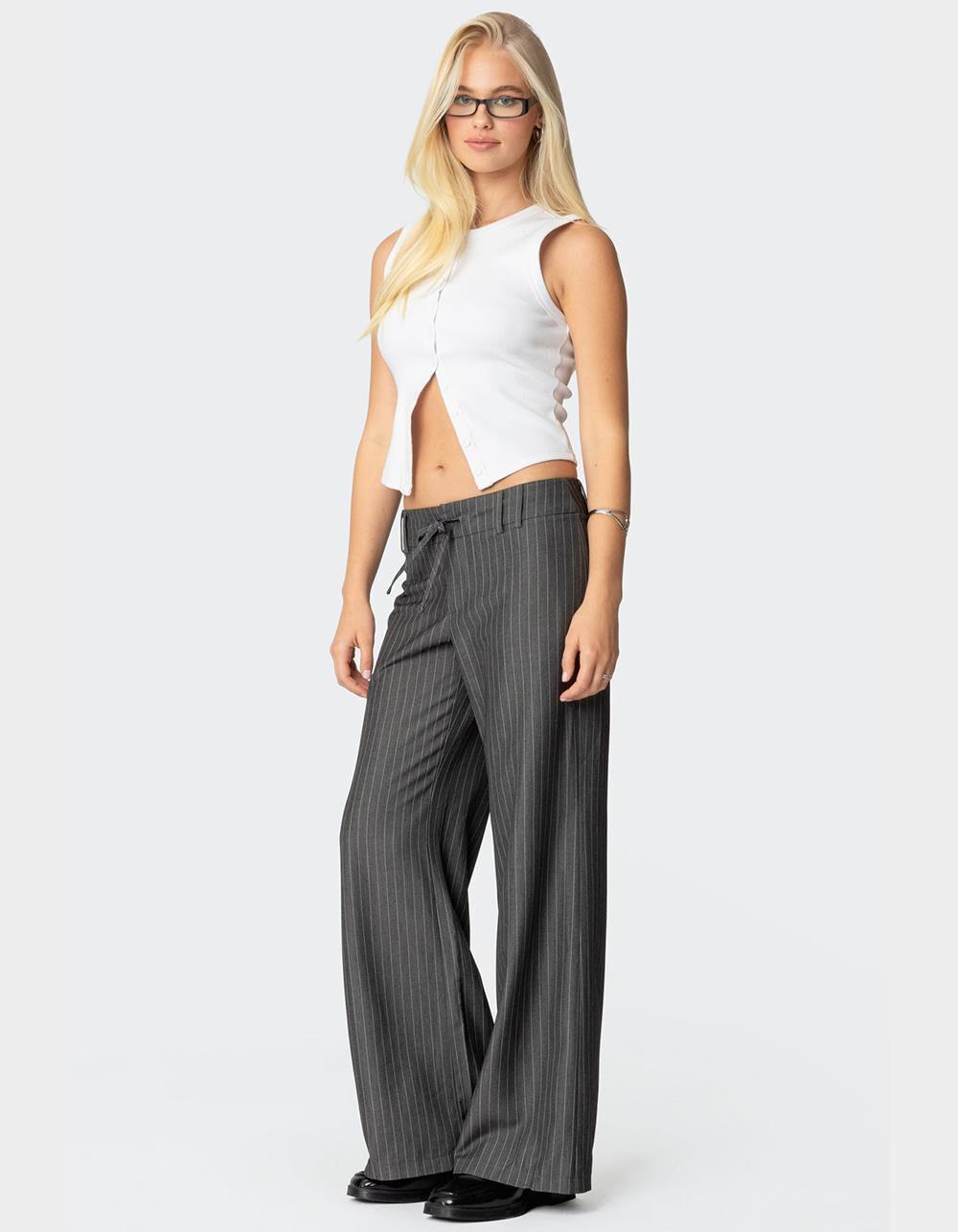 EDIKTED Mayla Wide Leg Pinstripe Trousers Product Image