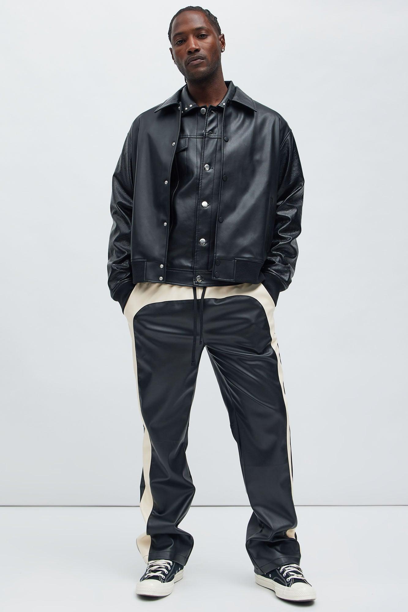 The Only Contrast Faux Leather Jacket - Black Product Image