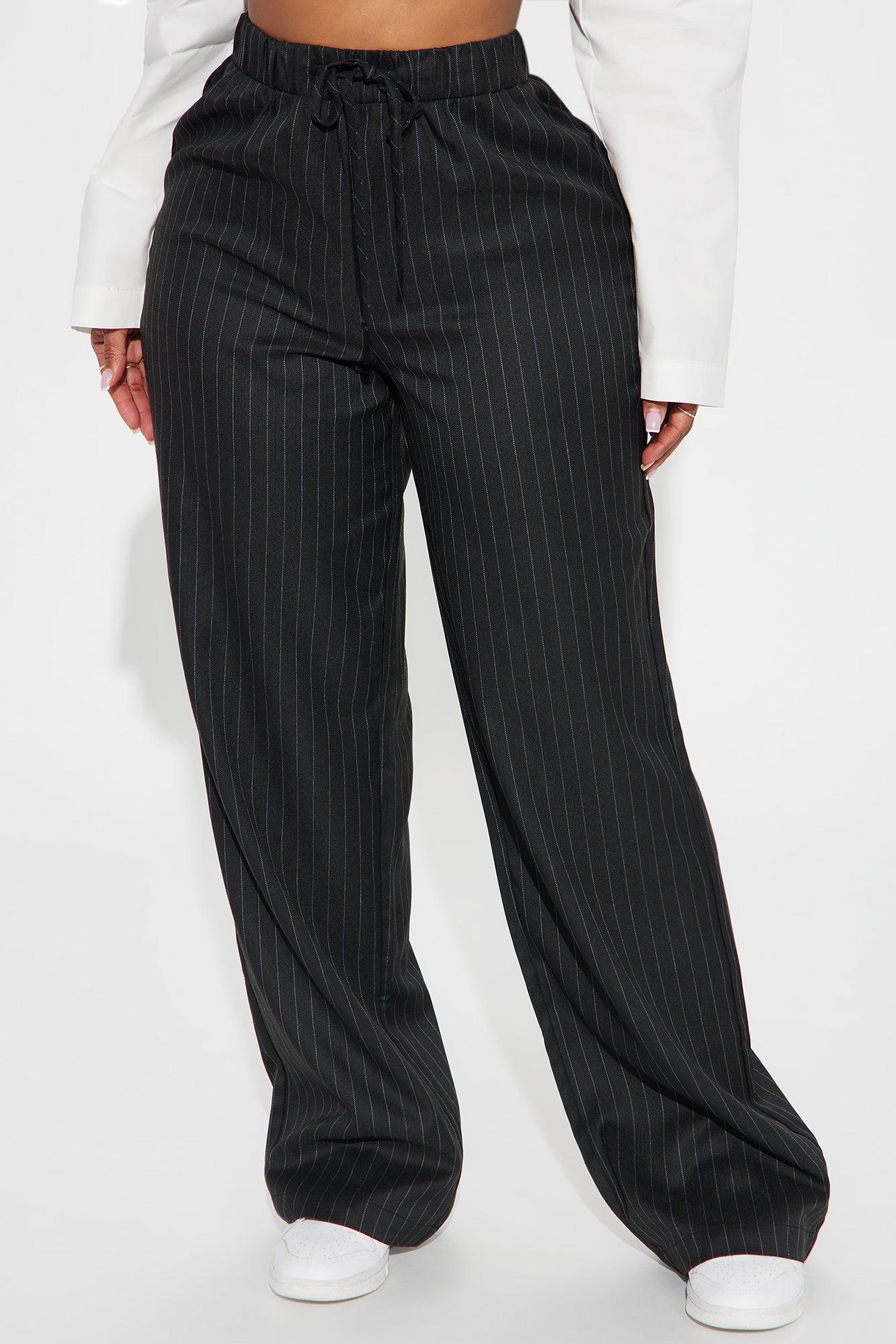 Office Mood Pinstripe Trouser - Black Product Image