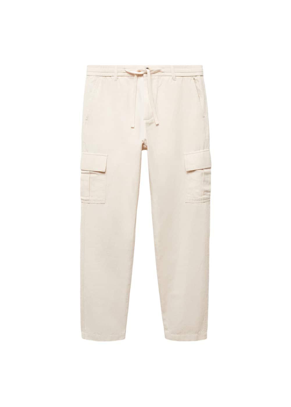 MANGO MAN - Cotton-linen cargo pants vanillaMen Product Image