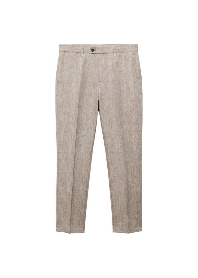 Mango Mens 100% Linen Prince Of Wales Check Trousers Product Image