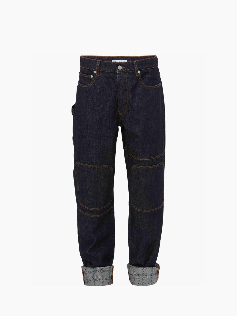 LOGO GRID TURN UP WORKWEAR DENIM JEANS in blue | JW Anderson US  Product Image