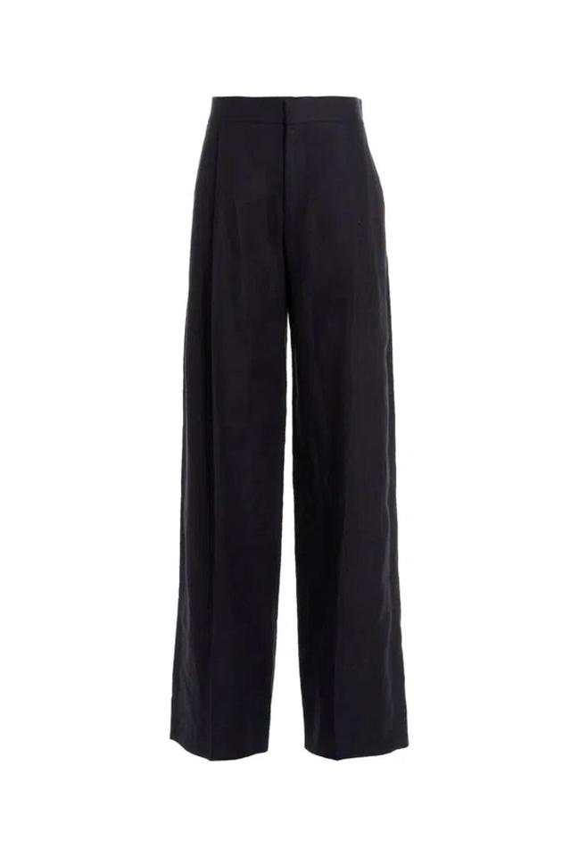 CHLOÉ Linen Straight-leg Pants In Blue Product Image