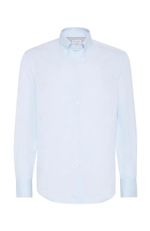 BRUNELLO CUCINELLI Button Down Cotton Shirt In Blue Product Image