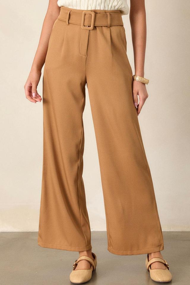 Gone Again Camel Brown Belted Pants Product Image