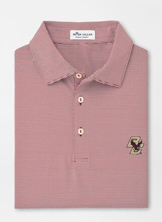 Peter Millar Mens Boston College Jubilee Stripe Performance Polo | Color: Maroon | Size: XXL | BC Product Image