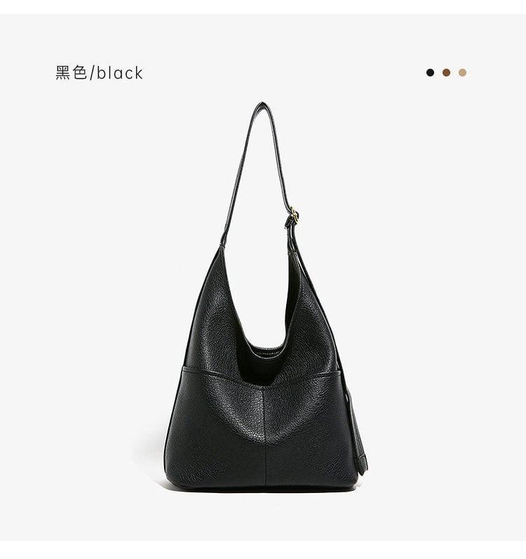 Plain Faux Leather Tote Bag Product Image