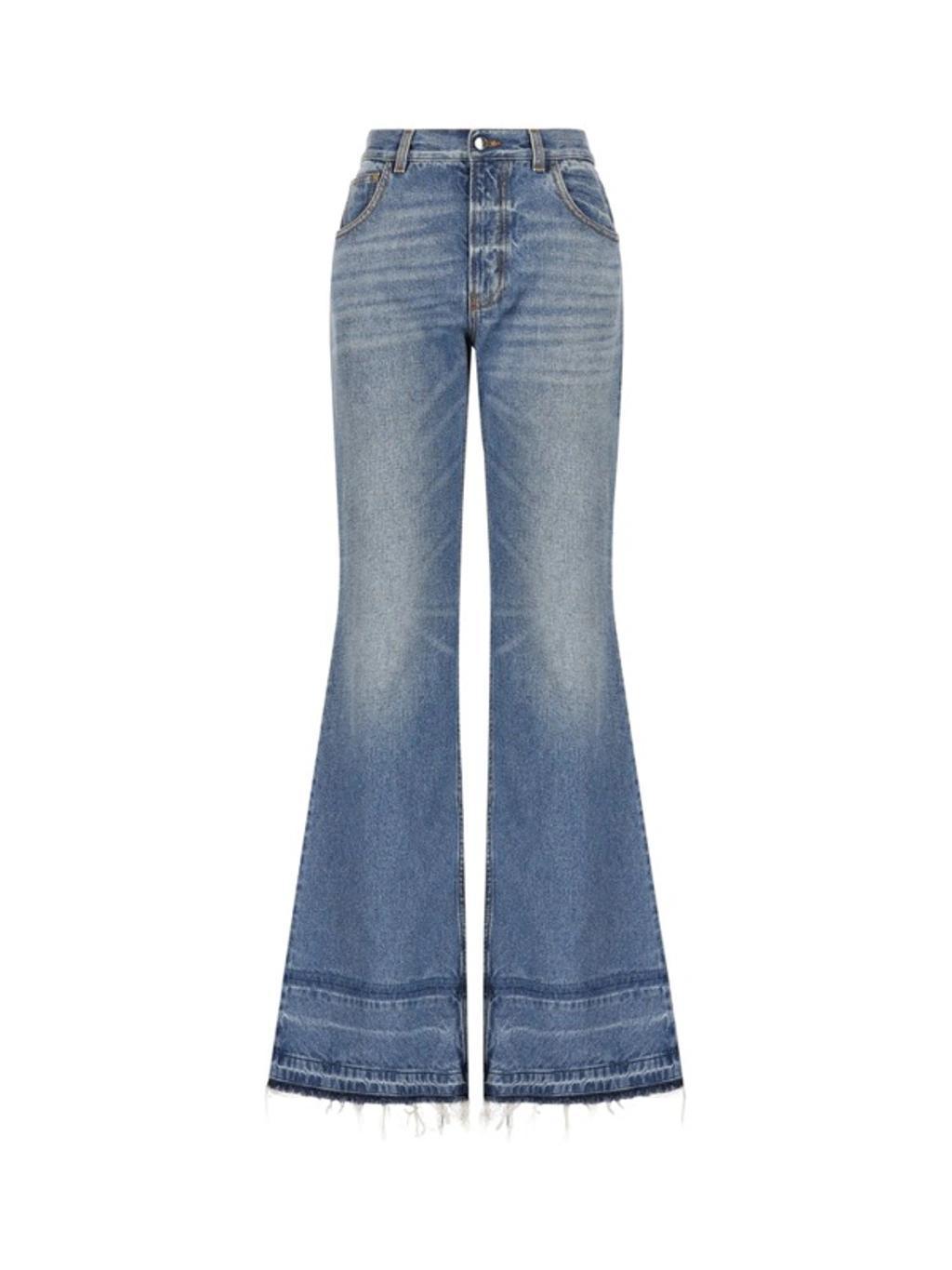 Low Rise Flared Denim Jeans In Blue product image