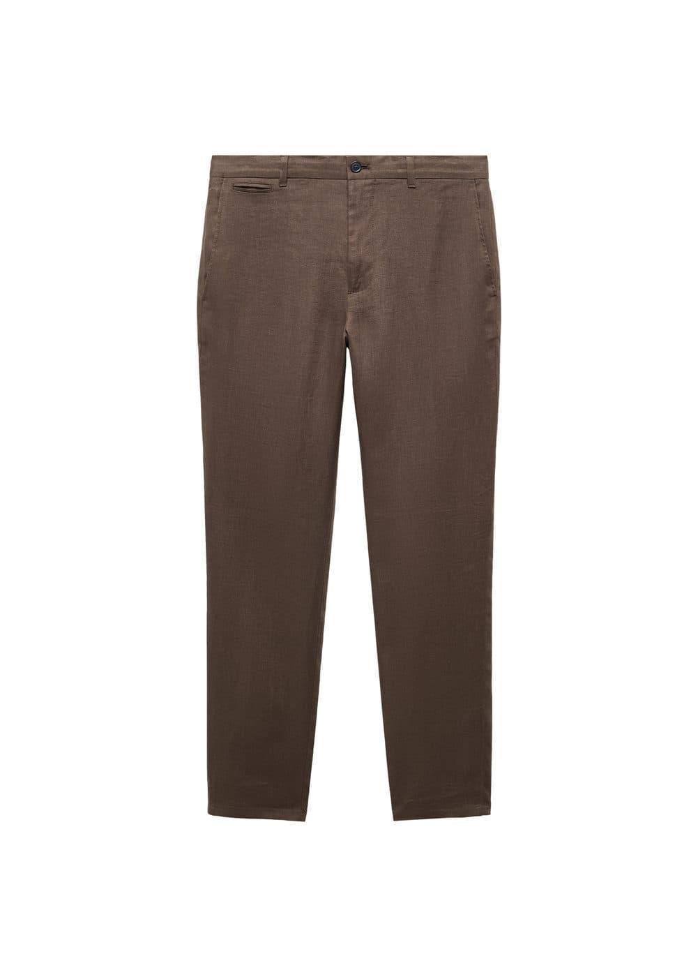 MANGO MAN - Slim-fit 100% linen pants chocolateMen Product Image