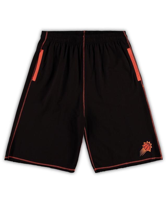 Mens Black/Orange Phoenix Suns Big & Tall Contrast Stitch Knit Shorts Product Image