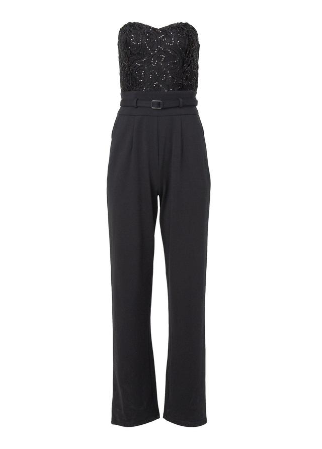 Lace Corset Jumpsuit - Black Product Image