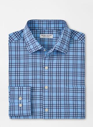 Peter Millar Mens Darien Performance Poplin Sport Shirt | Color: Cottage Blue | Size: S Product Image