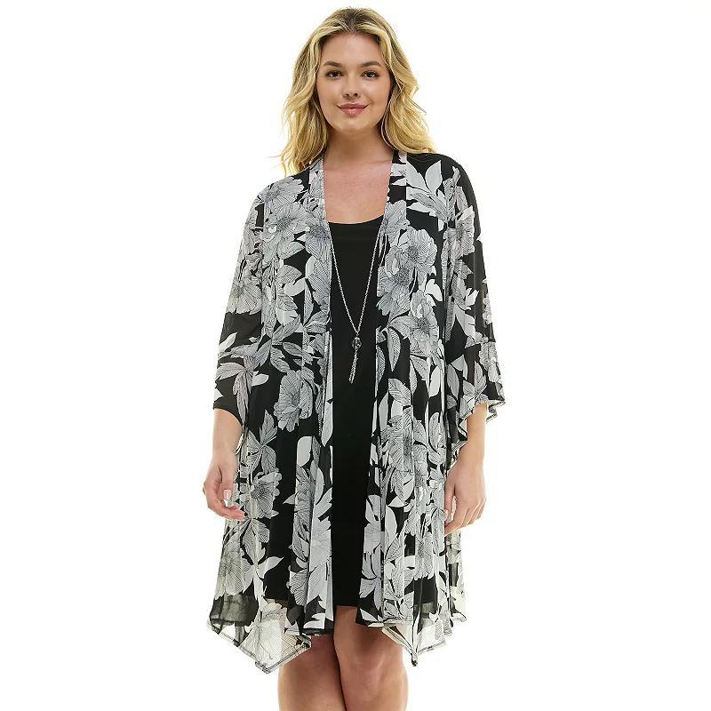 Plus Size Luxology 2-Piece Dress & Cardigan Set, Womens Product Image