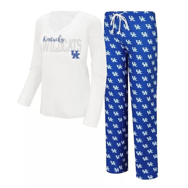 Womens Concepts Sport /Royal Kentucky Wildcats Long Sleeve V-Neck T-Shirt & Gauge Pants Sleep Set Product Image