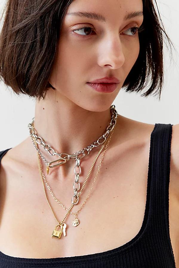 Julie Mixed Metal Layering Necklace Set Womens at Urban Outfitters Product Image