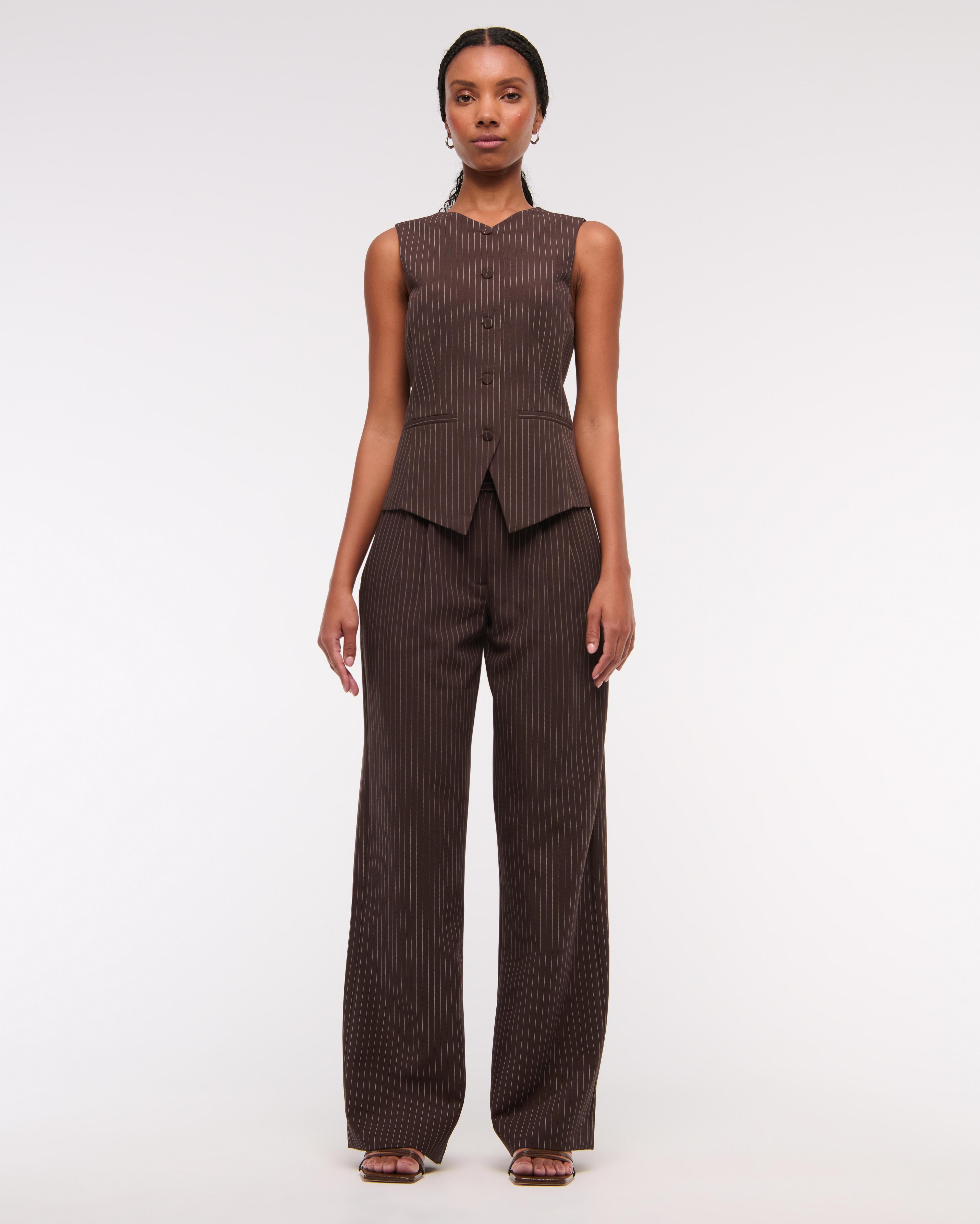 Curve Love A&F Sloane Low Rise Tailored Wide Leg Pant Product Image