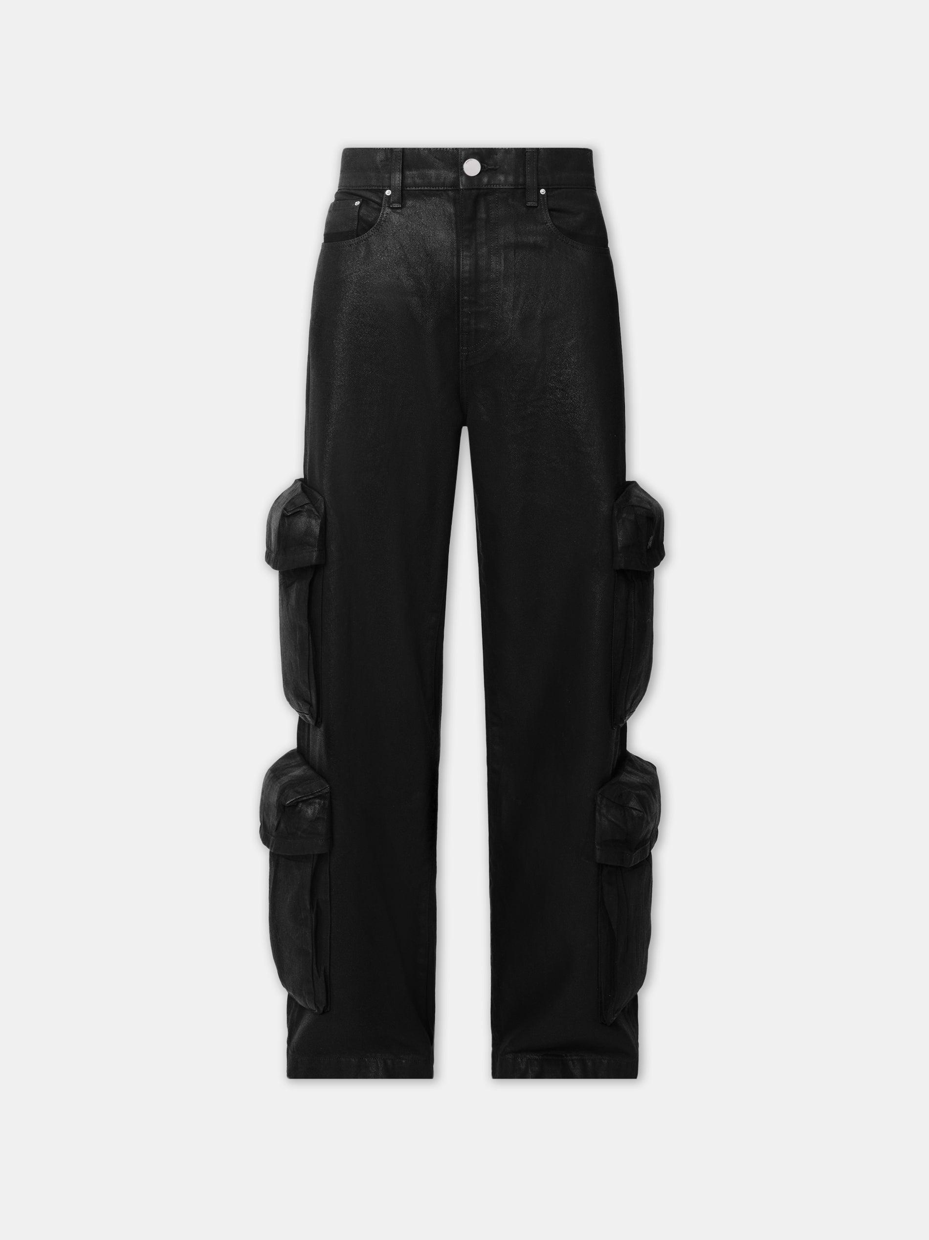 WOMEN - WOMEN'S WAXED BAGGY CARGO JEAN - Black Female Product Image