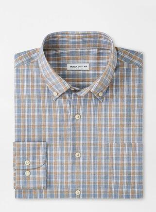 Peter Millar Mens Powell Crown Lite Cotton-Stretch Sport Shirt | Color: British Tan | Size: XL Product Image