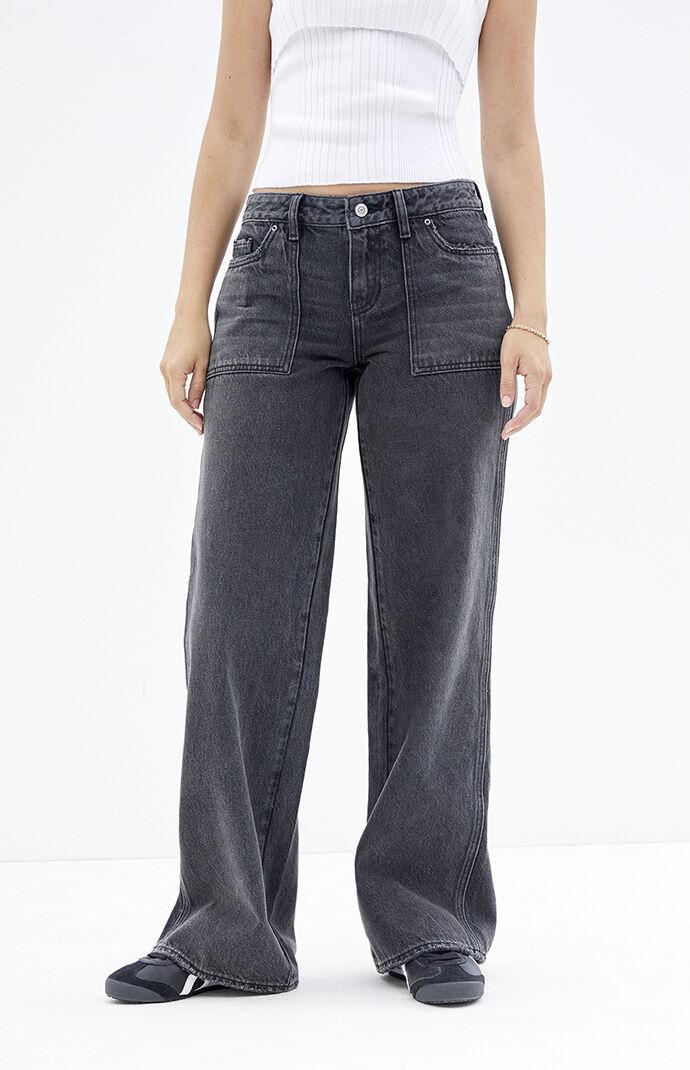 Women's Casey Button Pocket Low Rise Baggy Jeans - Product Image