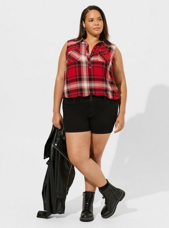 Crinkle Flannel Gauze Sleeveless Hi Low Tank Product Image