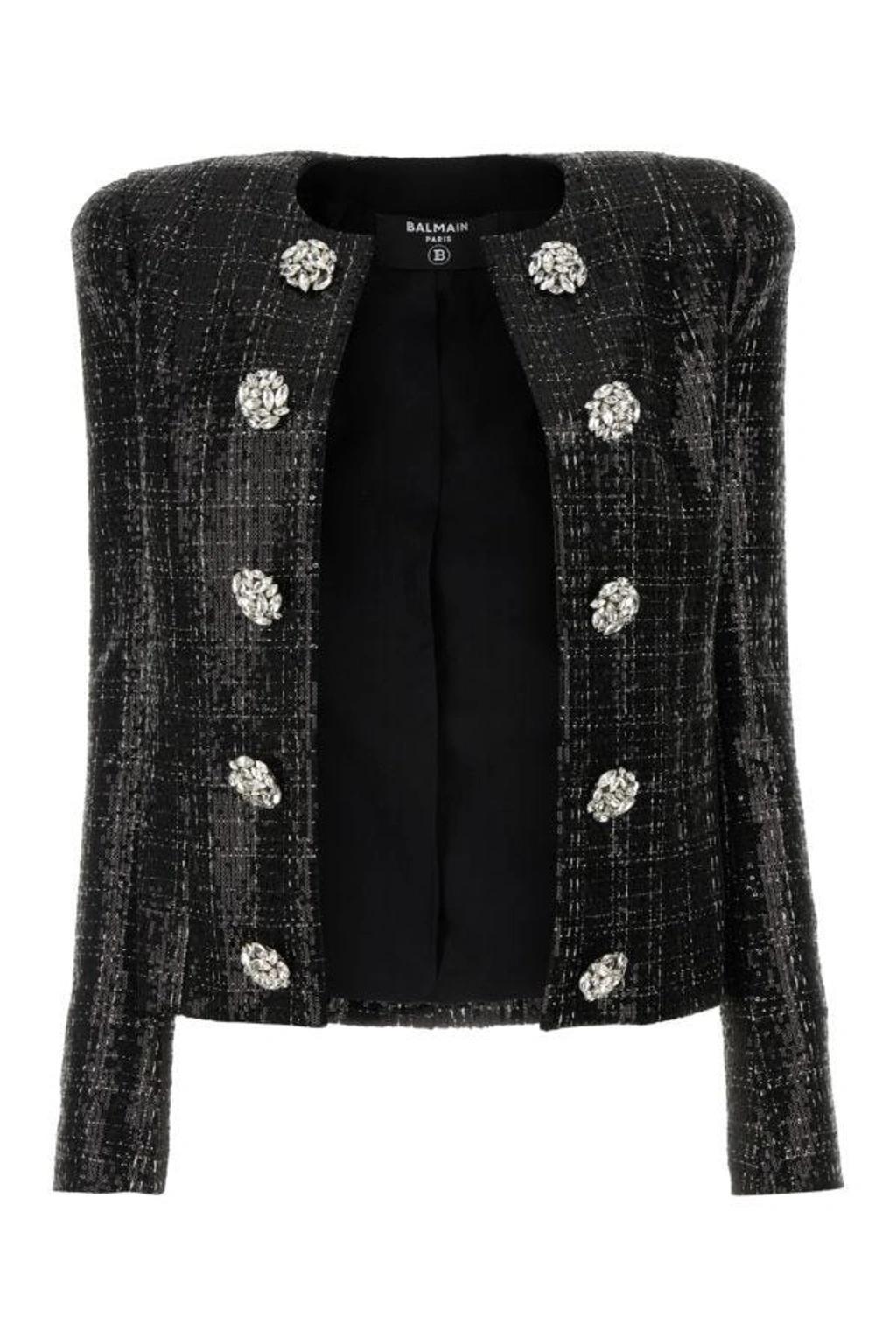 Woman Black Tweed Blazer Product Image