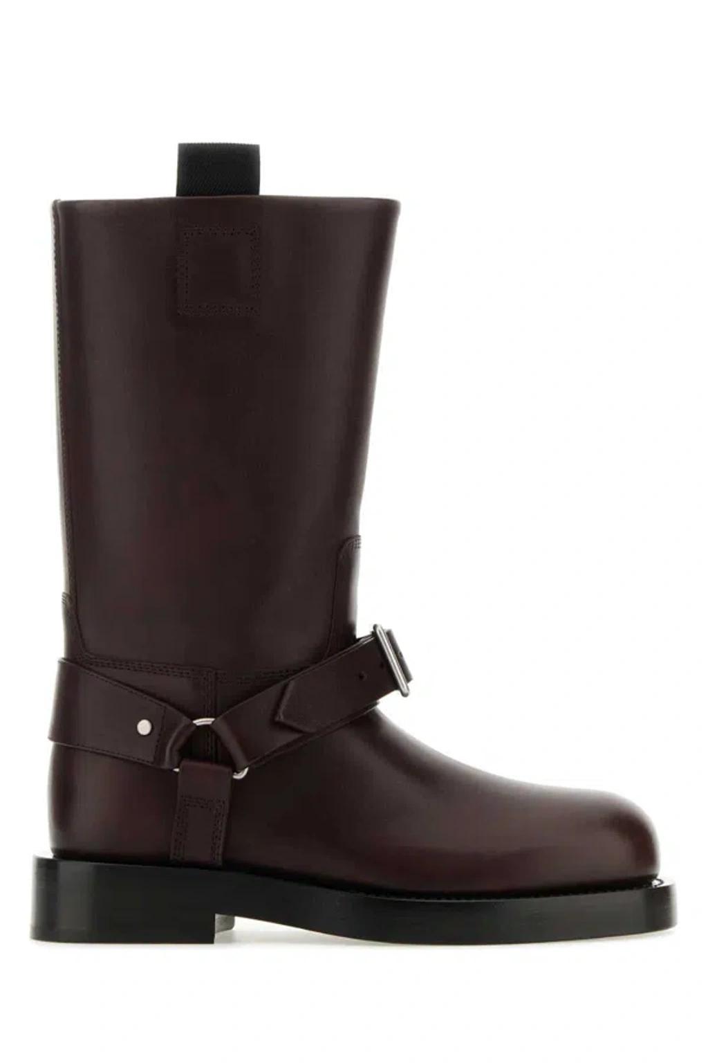 BURBERRY Saddle Ankle Boots In Purple Product Image