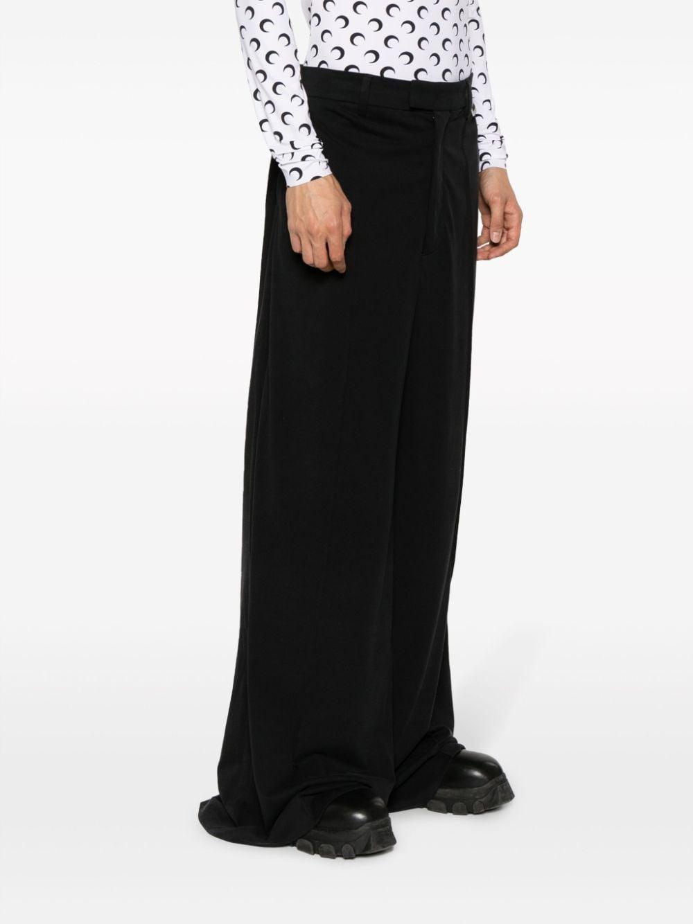 Wide-leg Cotton Trousers In Black Product Image