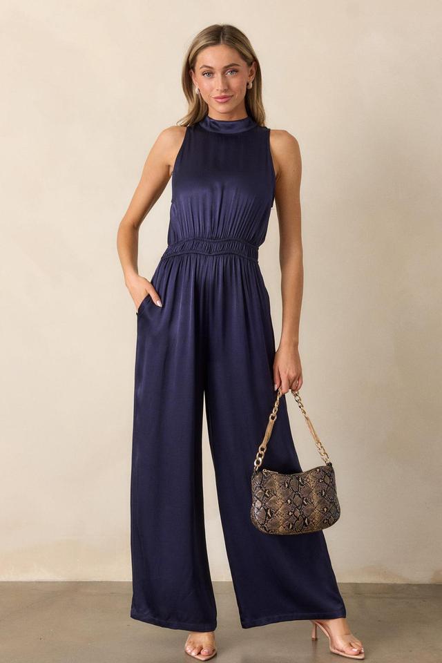 MINKPINK Lumina Midnight Blue High Neck Jumpsuit Product Image