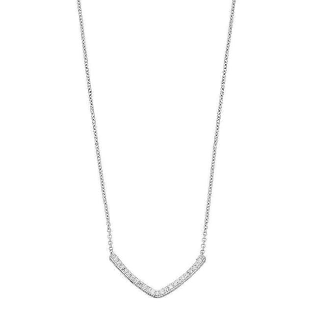 Sterling Silver 1/6 Carat T.W. Diamond Chevron Necklace, Womens Product Image