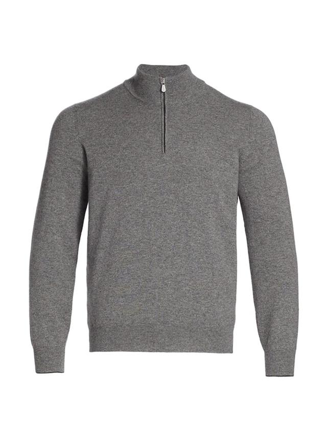 Cashmere Quarter Zip Sweater In Dark Grey Product Image