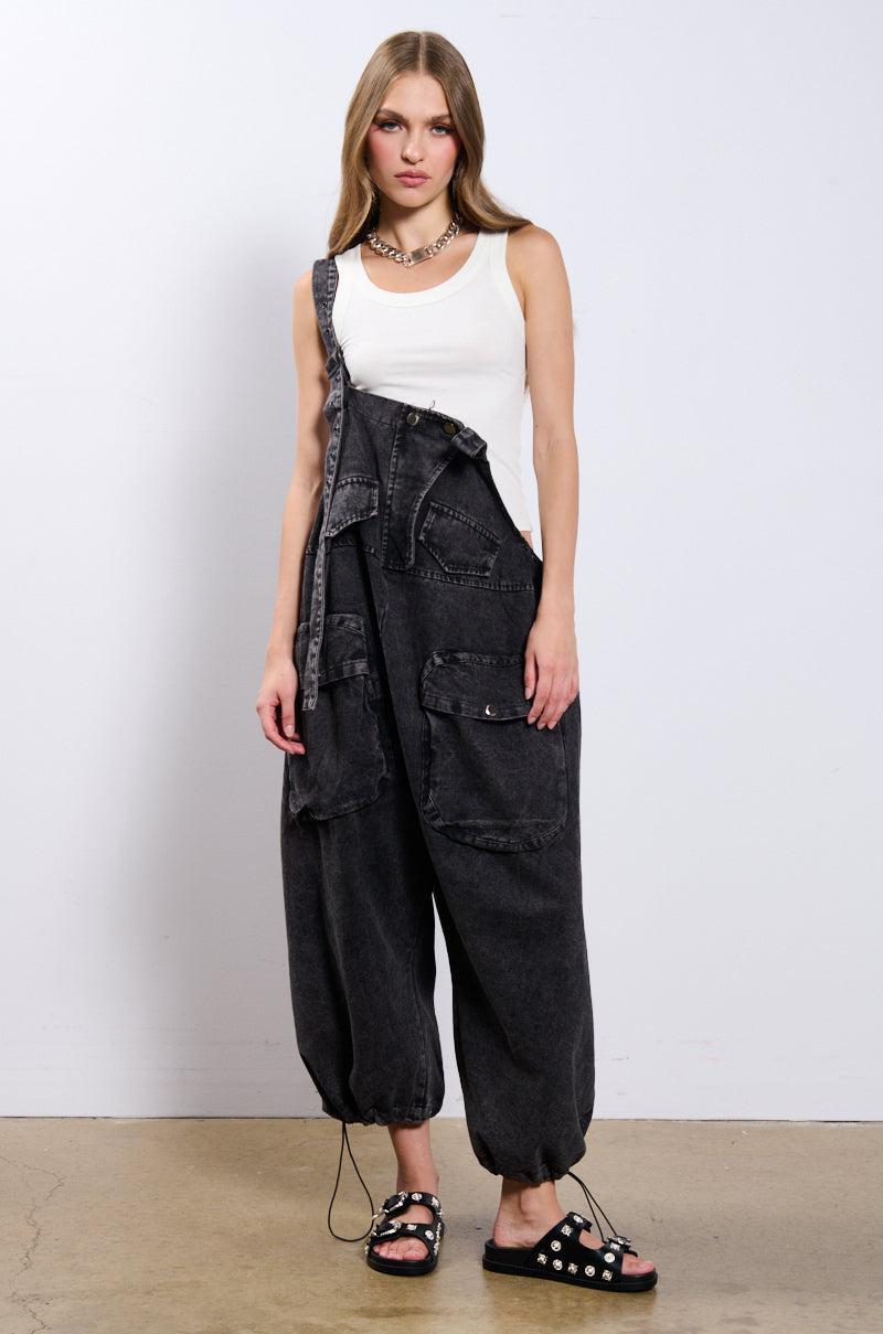 JUST LIKE THAT BAGGY FIT OVERALLS IN GREY Product Image