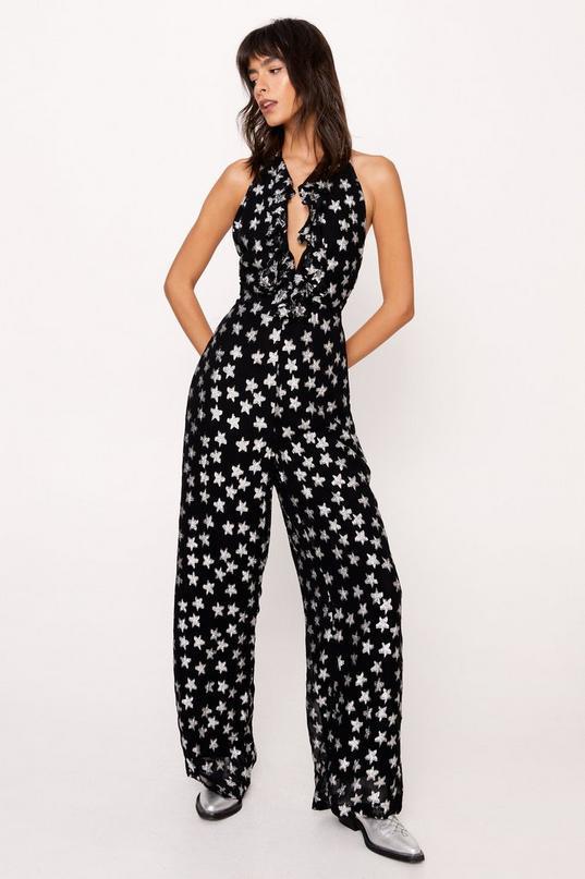 Metallic Star Halter Neck Jumpsuit Product Image