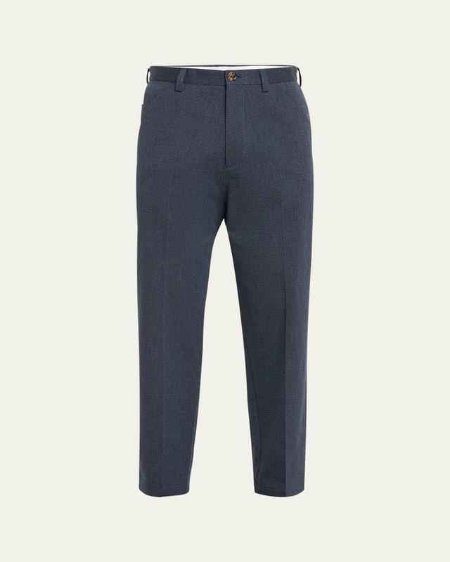 Mens Comfort Cotton Diagonal Leisure Fit Trousers Product Image