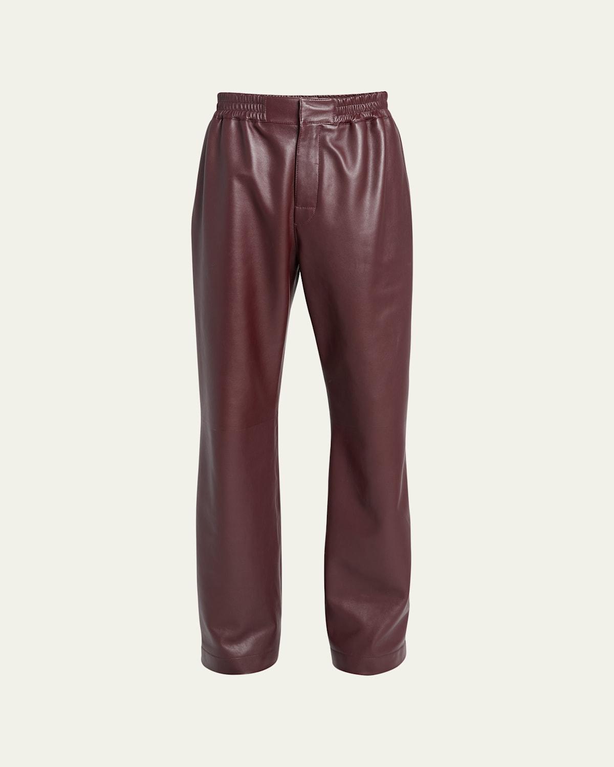 Mens Plonge Leather Straight-Leg Pants Product Image