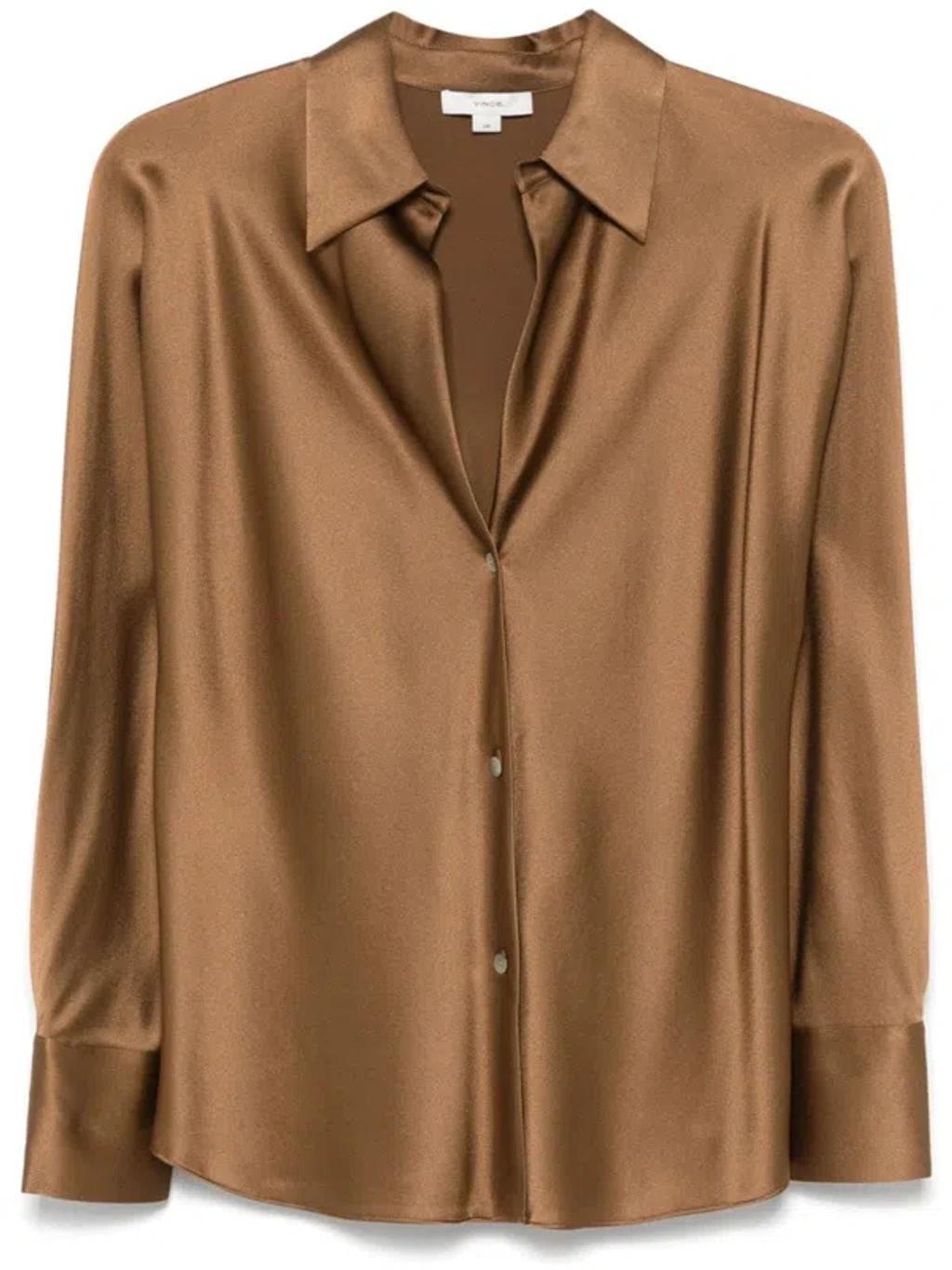 Silk Satin Shirt In Camel product image