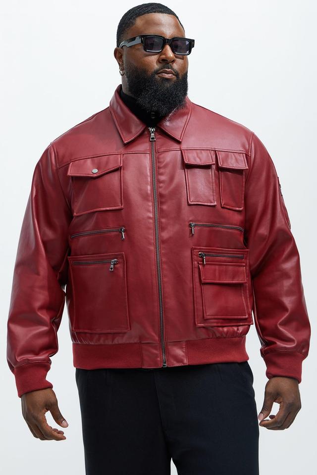 Austin Cargo Varsity Jacket - Burgundy Product Image