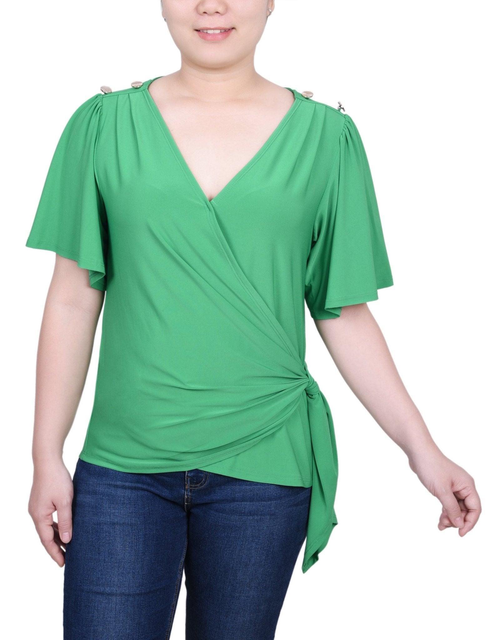 Short Sleeve Wrap Top - Petite Product Image