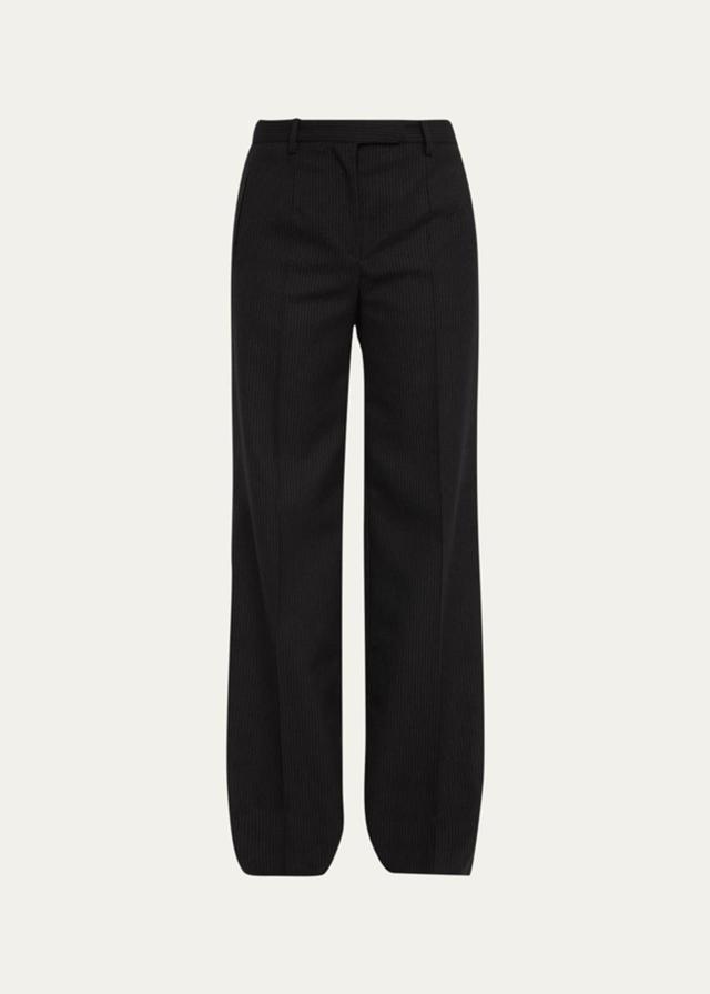 Banew Pinstripe Wool Wide-leg Trousers In Black_grey_melange Product Image